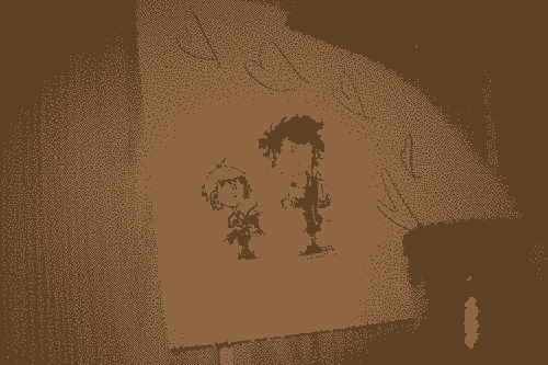 A drawing of two boys