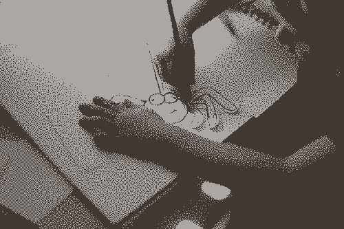 A kid drawing a spider