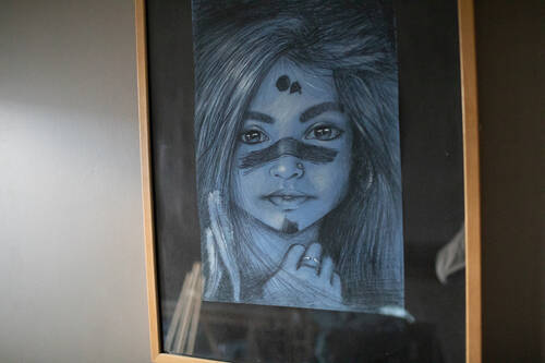Complete drawing of the Girl on a blue background