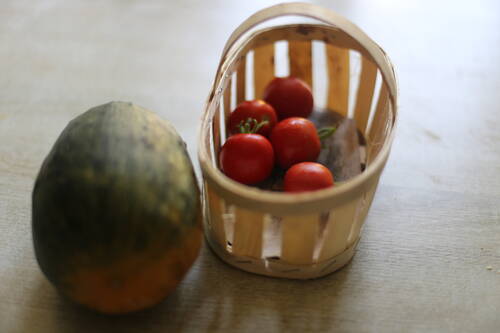 A few vegetables on a table